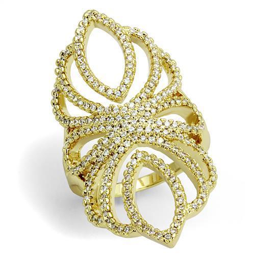 3W1274 - Gold Brass Ring with AAA Grade CZ in Clear-0