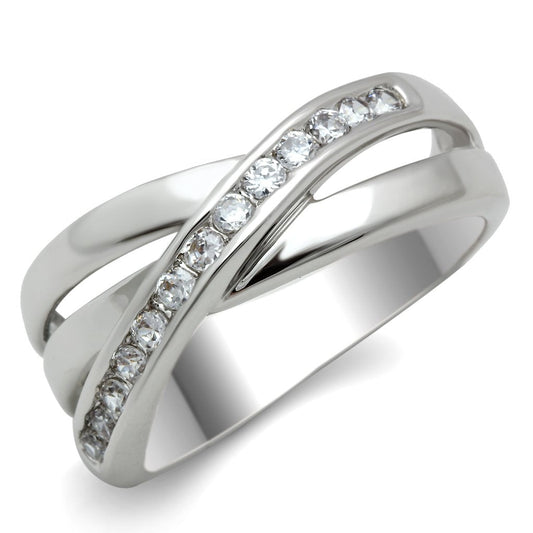 3W128 - Rhodium Brass Ring with AAA Grade CZ in Clear-0