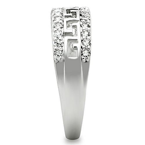 3W130 - Rhodium Brass Ring with AAA Grade CZ in Clear-3