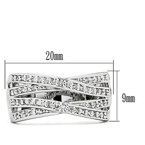 3W131 - Rhodium Brass Ring with AAA Grade CZ in Clear-1