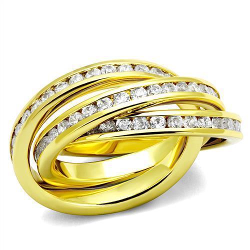 3W1330 - Gold Brass Ring with AAA Grade CZ in Clear-0