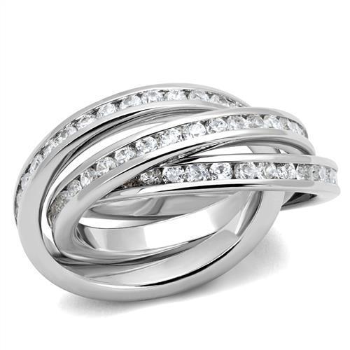 3W1331 - Rhodium Brass Ring with AAA Grade CZ in Clear-0