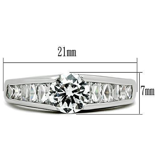 3W133 - Rhodium Brass Ring with AAA Grade CZ in Clear-1