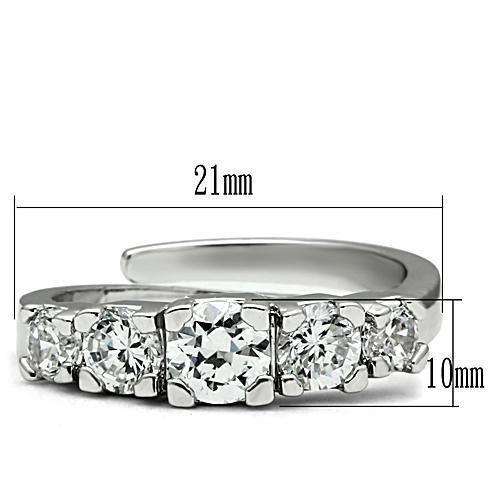 3W134 - Rhodium Brass Ring with AAA Grade CZ in Clear-1