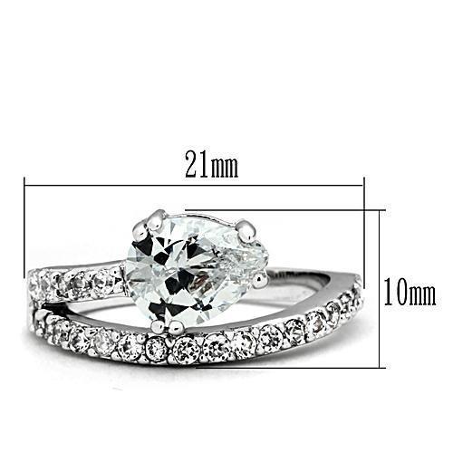 3W136 - Rhodium Brass Ring with AAA Grade CZ in Clear-1