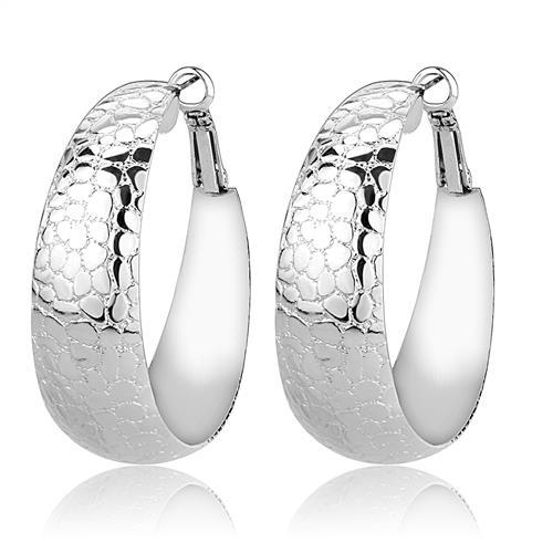 3W1397 - Rhodium Brass Earrings with No Stone-0