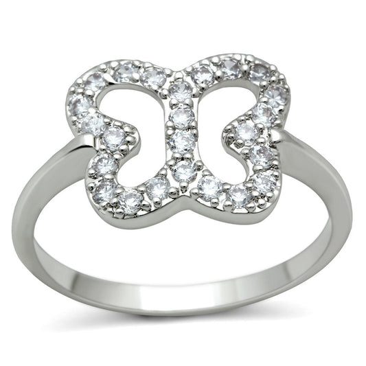 3W139 - Rhodium Brass Ring with AAA Grade CZ in Clear-0