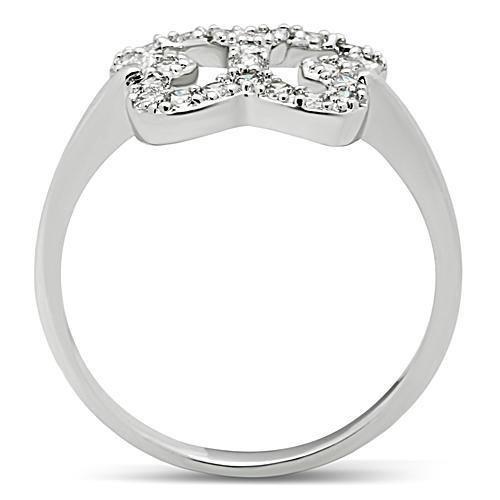 3W139 - Rhodium Brass Ring with AAA Grade CZ in Clear-2