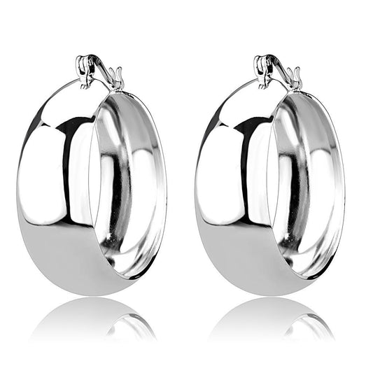 3W1400 - Rhodium Brass Earrings with No Stone-0