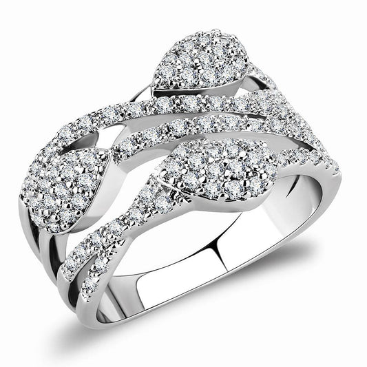 3W1446 - Rhodium Brass Ring with AAA Grade CZ in Clear-0