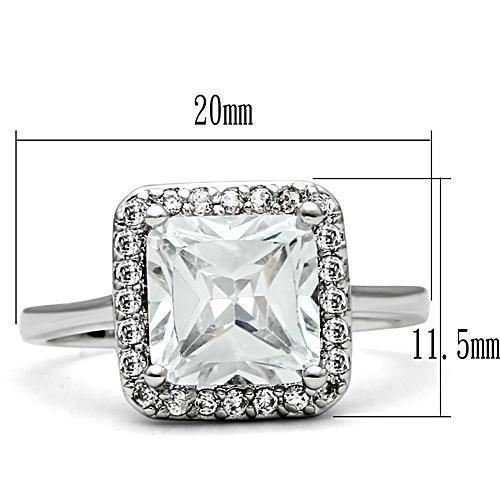 3W144 - Rhodium Brass Ring with AAA Grade CZ in Clear-1