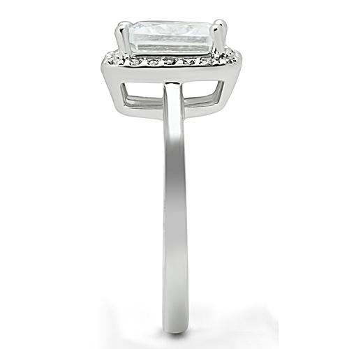 3W144 - Rhodium Brass Ring with AAA Grade CZ in Clear-3