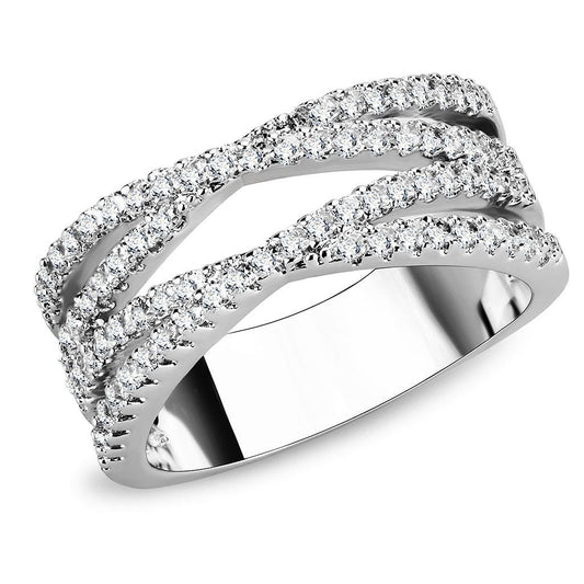 3W1450 - Rhodium Brass Ring with AAA Grade CZ in Clear-0