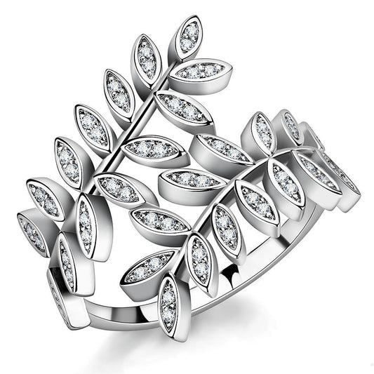 3W1457 - Rhodium Brass Ring with AAA Grade CZ in Clear-0