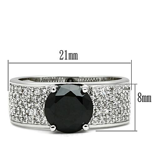 3W145 - Rhodium Brass Ring with AAA Grade CZ in Jet-1