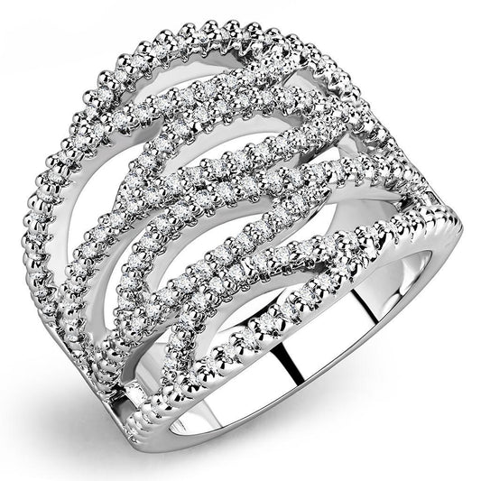3W1465 - Rhodium Brass Ring with AAA Grade CZ in Clear-0