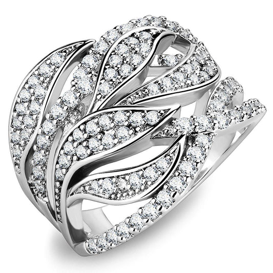 3W1466 - Rhodium Brass Ring with AAA Grade CZ in Clear-0