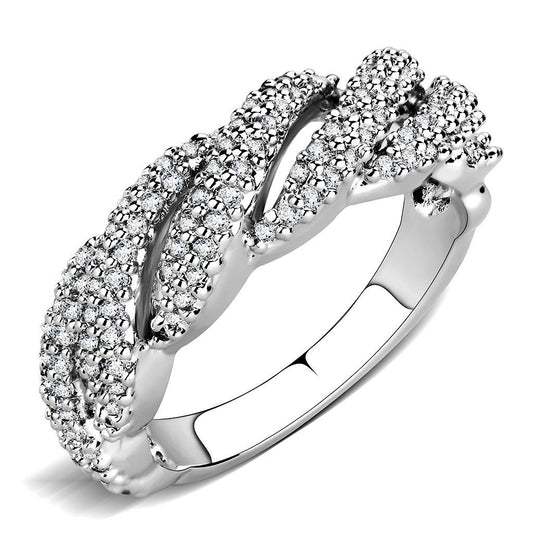 3W1468 - Rhodium Brass Ring with AAA Grade CZ in Clear-0