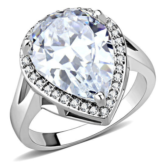 3W1469 - Rhodium Brass Ring with AAA Grade CZ in Clear-0