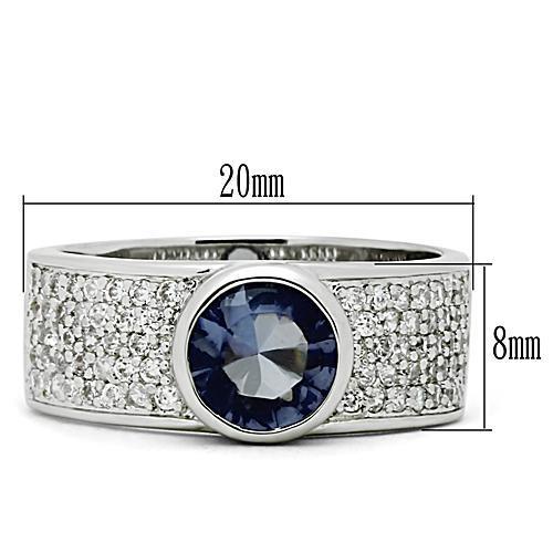 3W146 - Rhodium Brass Ring with Synthetic Synthetic Glass in Light Sapphire-1