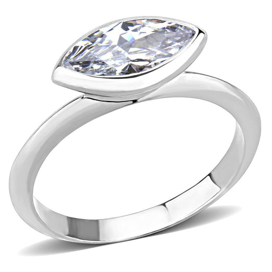3W1489 - Rhodium Brass Ring with AAA Grade CZ in Clear-0