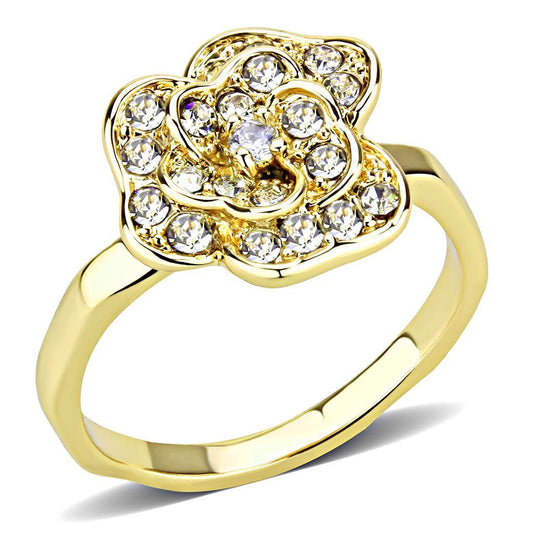 3W1497 - Gold Brass Ring with Top Grade Crystal in Clear-0