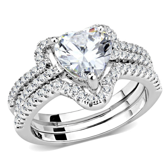 3W1504 - Rhodium Brass Ring with AAA Grade CZ in Clear-0