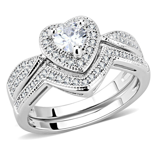 3W1508 - Rhodium Brass Ring with AAA Grade CZ in Clear-0