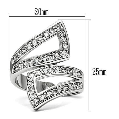 3W150 - Rhodium Brass Ring with AAA Grade CZ in Clear-1