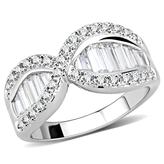 3W1518 - Rhodium Brass Ring with AAA Grade CZ in Clear-0