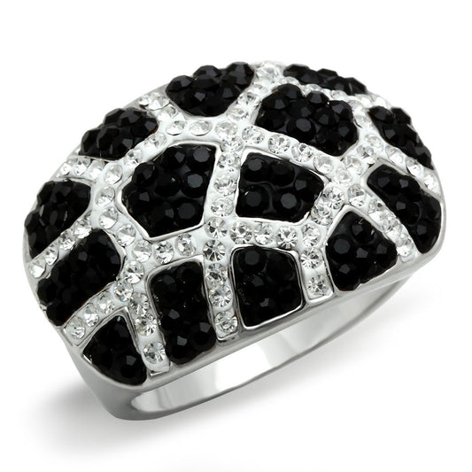 3W151 - Rhodium + Ruthenium Brass Ring with Top Grade Crystal in Multi Color-0