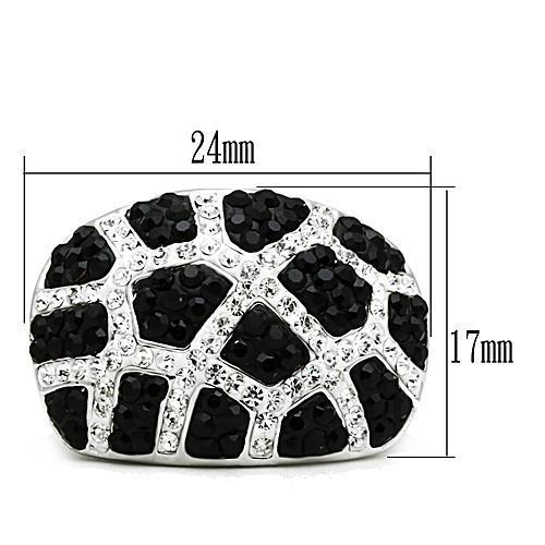 3W151 - Rhodium + Ruthenium Brass Ring with Top Grade Crystal in Multi Color-1