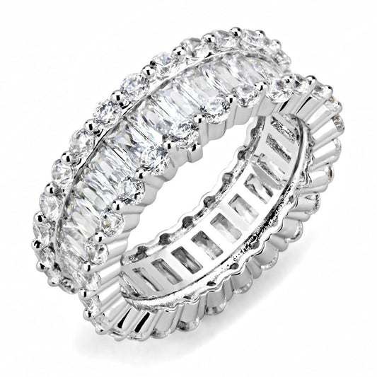 3W1531 - Rhodium Brass Ring with AAA Grade CZ in Clear-0