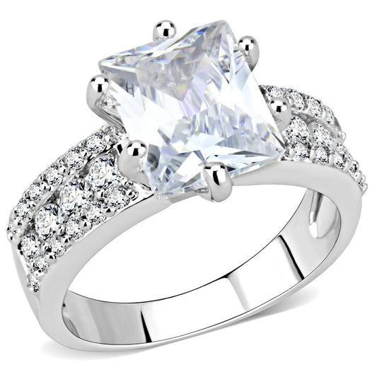 3W1532 - Rhodium Brass Ring with AAA Grade CZ in Clear-0