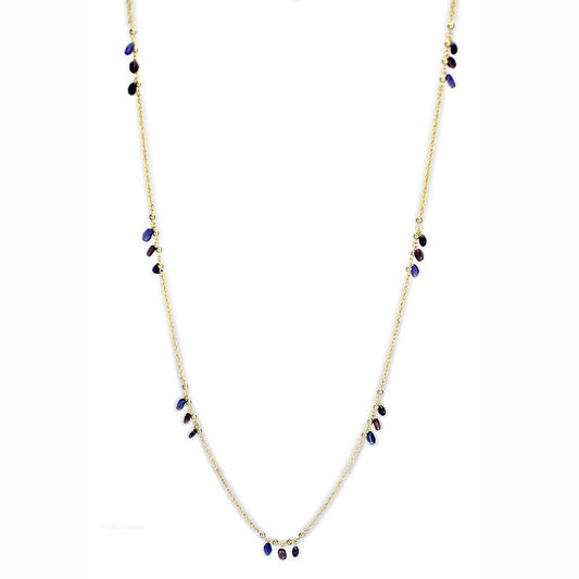 3W1538 - Gold Brass Necklace with Semi-Precious Amethyst Crystal in Amethyst-0