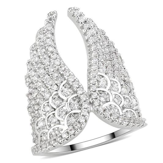 3W1543 - Rhodium Brass Ring with AAA Grade CZ in Clear-0