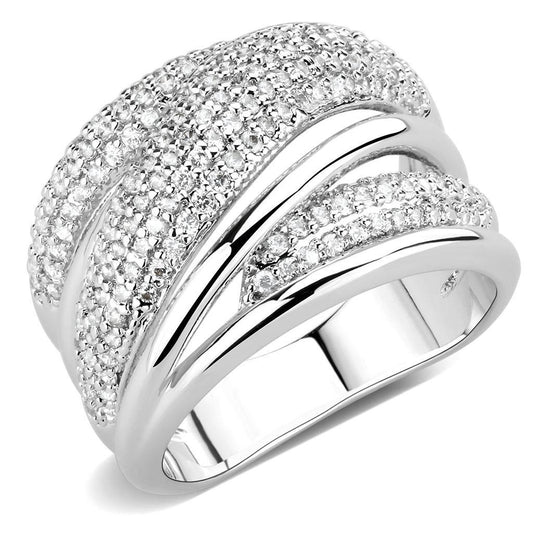 3W1544 - Rhodium Brass Ring with AAA Grade CZ in Clear-0