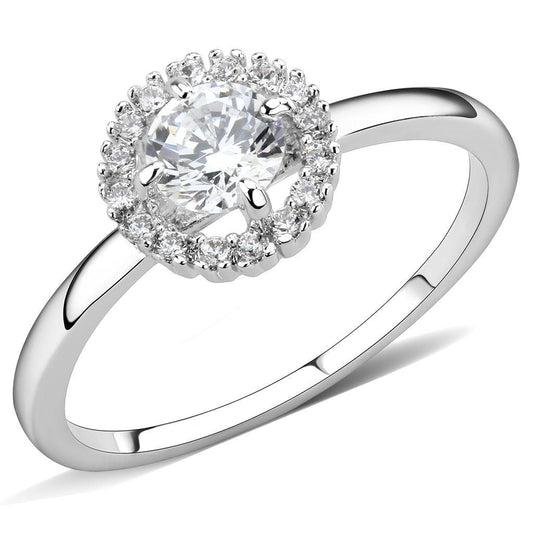 3W1570 - Rhodium Brass Ring with AAA Grade CZ in Clear-0