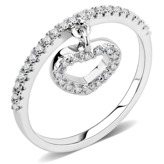 3W1579 - Rhodium Brass Ring with AAA Grade CZ in Clear-0