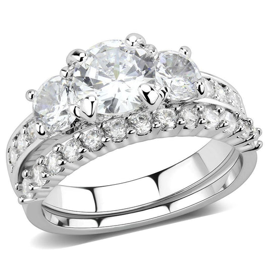 3W1588 - Rhodium Brass Ring with AAA Grade CZ in Clear-0