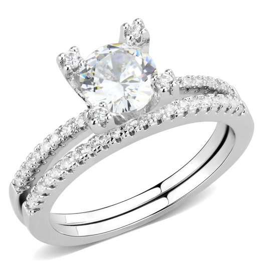 3W1589 - Rhodium Brass Ring with AAA Grade CZ in Clear-0