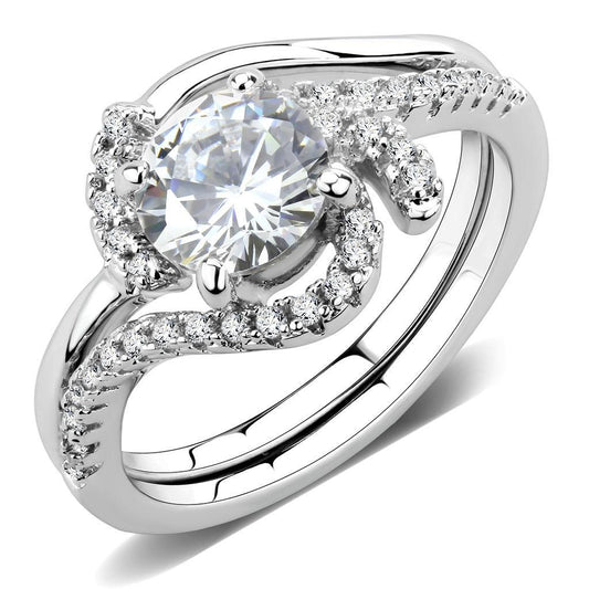 3W1591 - Rhodium Brass Ring with AAA Grade CZ in Clear-0