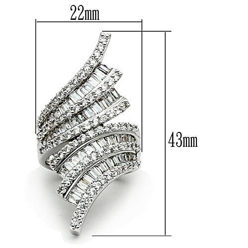 3W161 - Rhodium Brass Ring with AAA Grade CZ in Clear-1