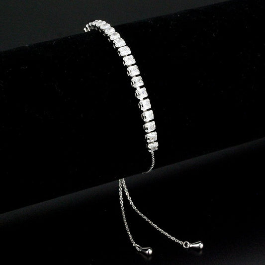3W1667 - Rhodium Brass Bracelet with AAA Grade CZ in Clear-0
