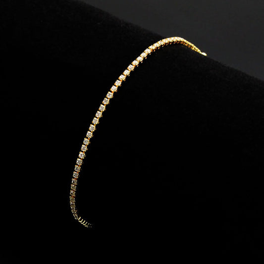 3W1680 - Gold Brass Bracelet with AAA Grade CZ in Clear-1