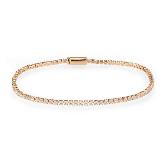 3W1684 - Rose Gold Brass Bracelet with AAA Grade CZ in Clear-0