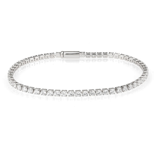 3W1688 - Rhodium Brass Bracelet with AAA Grade CZ in Clear-0