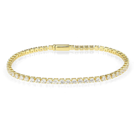3W1689 - Gold Brass Bracelet with AAA Grade CZ in Clear-0