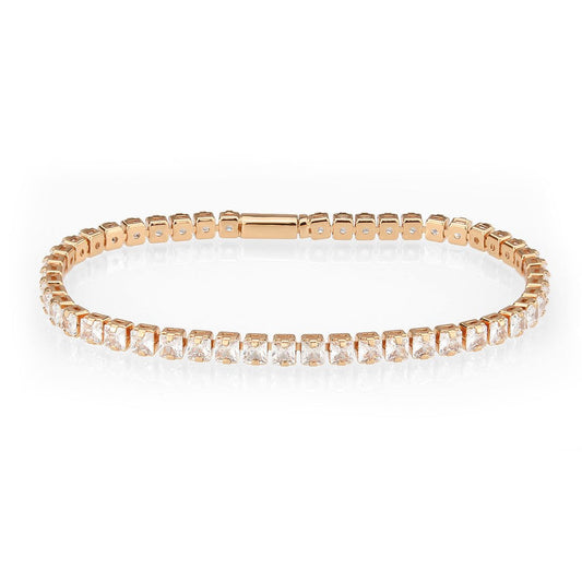 3W1696 - Rose Gold Brass Bracelet with AAA Grade CZ in Clear-0