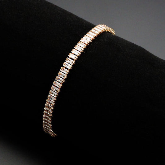3W1702 - Rose Gold Brass Bracelet with AAA Grade CZ in Clear-1